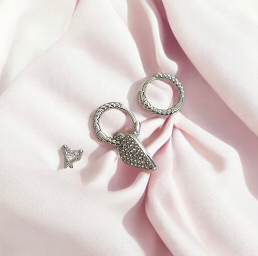 Diamond Heart Hoop & a Stud